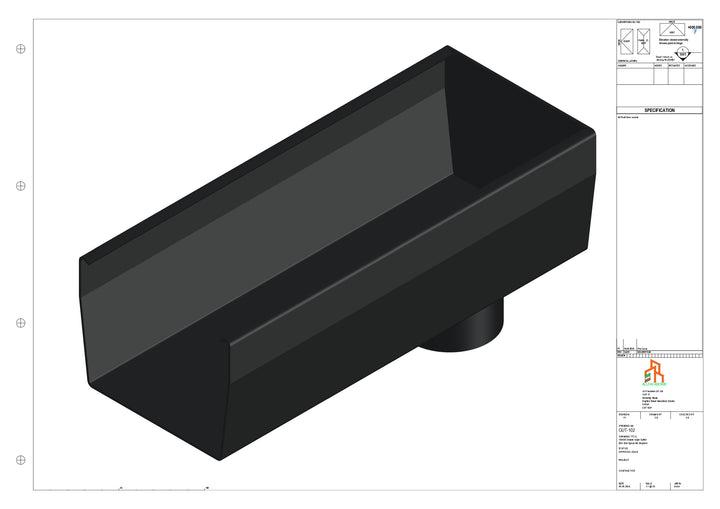 Aluminium Double Slope - Type 9 - End Spout - 63 Dia