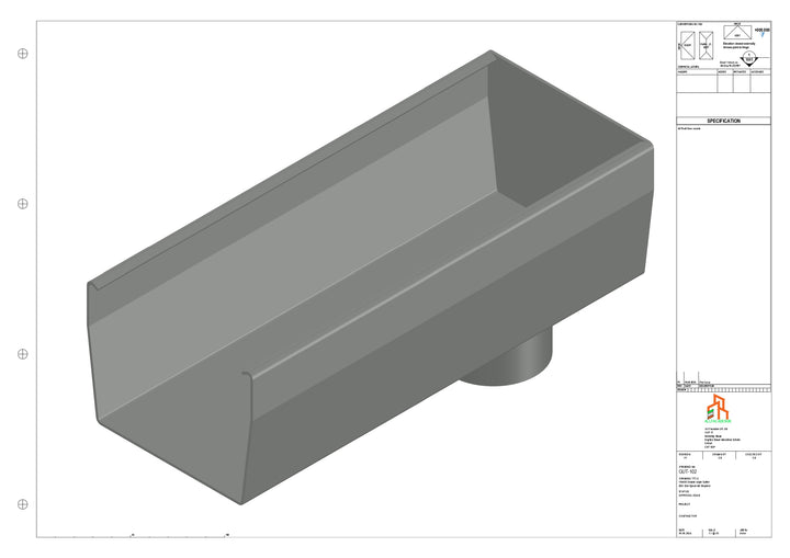 Aluminium Double Slope - Type 9 - End Spout - 76 Dia