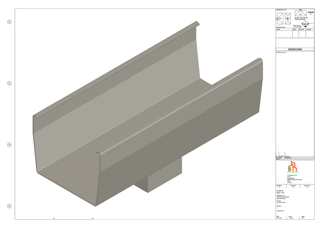 Aluminium Double Slope - Type 9 - Centre Spout - 100 Sq