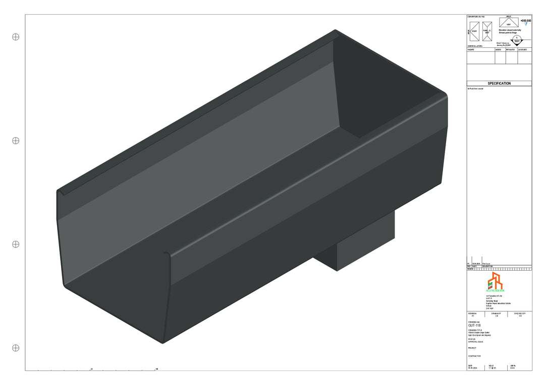 Aluminium Double Slope - Type 9 - End Spout - 100 Sq