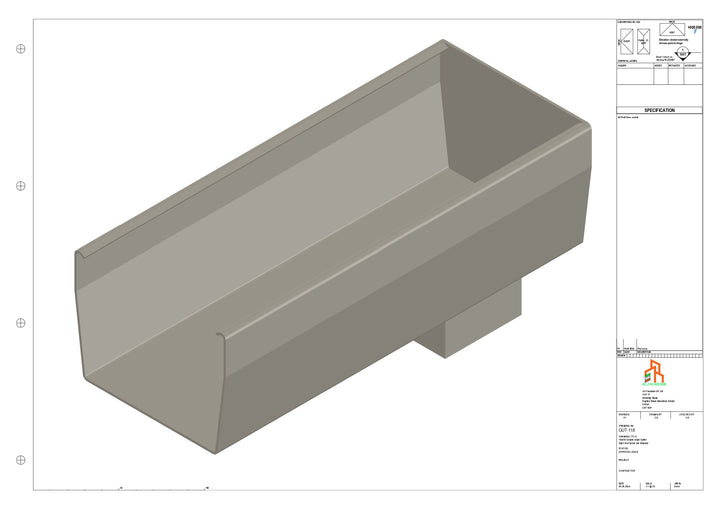 Aluminium Double Slope - Type 9 - End Spout - 100 Sq