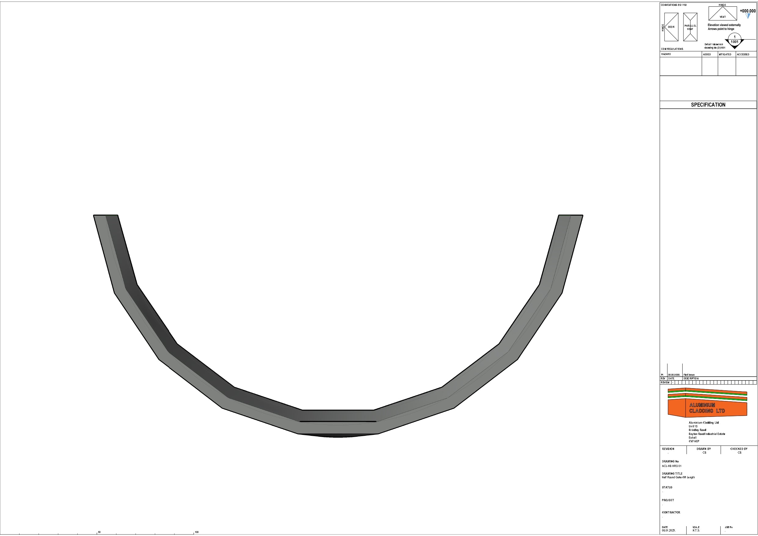 Cast Aluminium Half Round Gutter 6ft Length – Aluminium Gutters Ltd