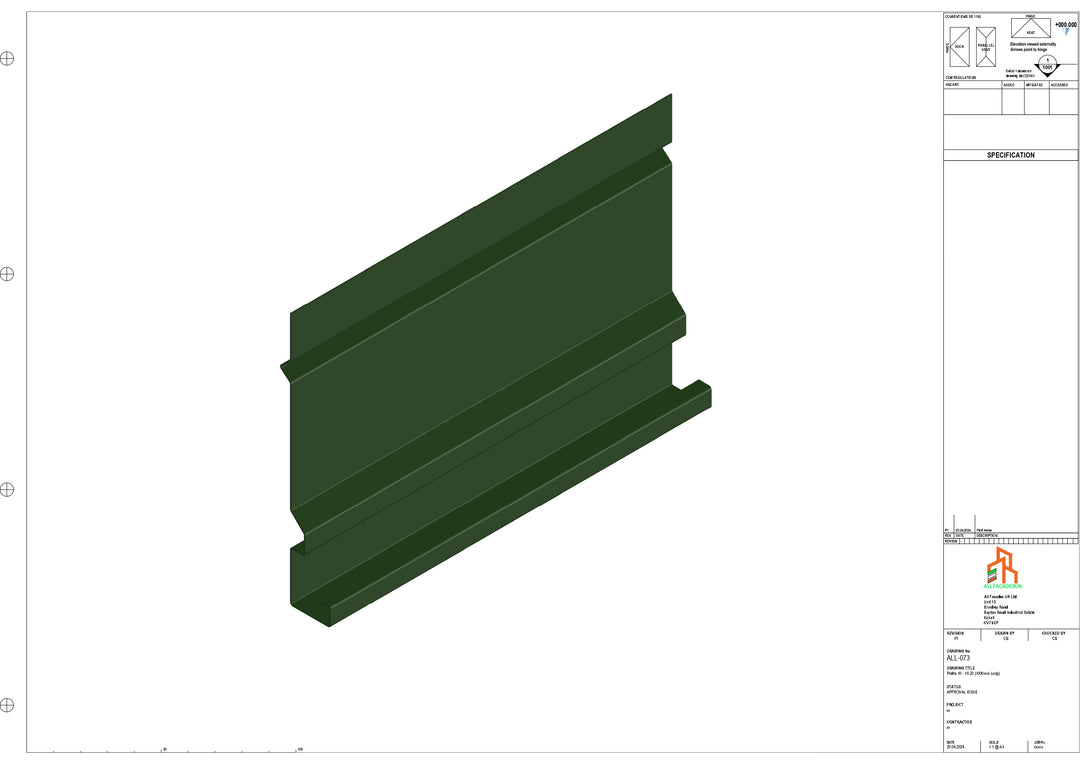 Aluminium Fascia Board - Type 10 - Straight 3000mm Length
