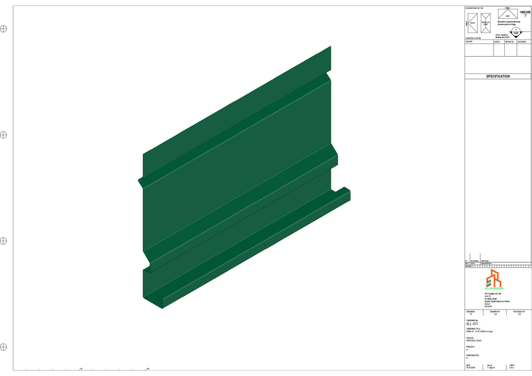 Aluminium Fascia Board - Type 10 - Straight 1000mm Length