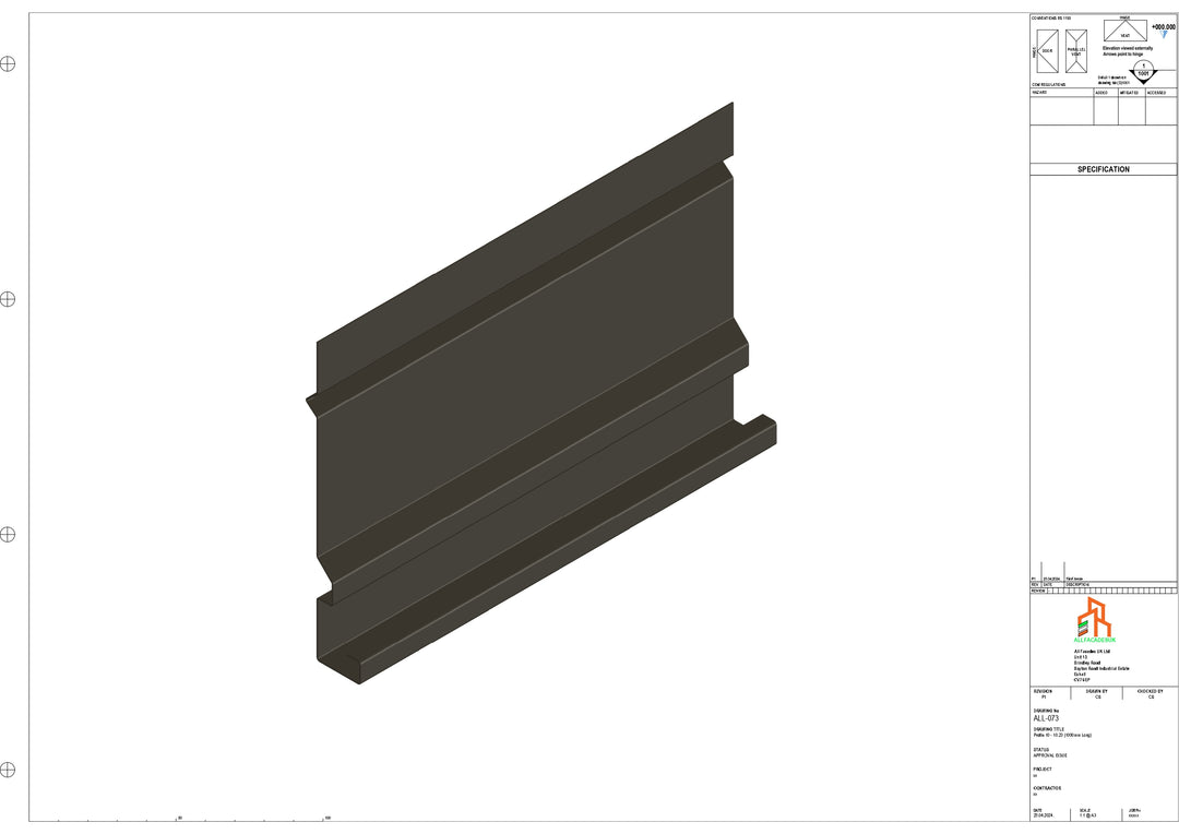 Aluminium Fascia Board - Type 10 - Straight 1000mm Length