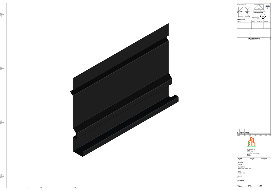 Aluminium Fascia Board - Type 10 - Straight 1000mm Length