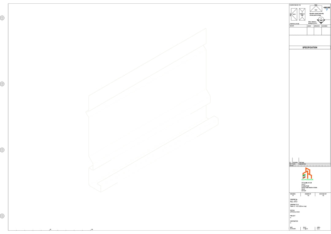 Aluminium Fascia Board - Type 10 - Straight 1000mm Length