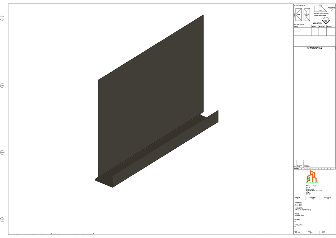 Aluminium Fascia Board - Type 11 - Straight 3000mm Length