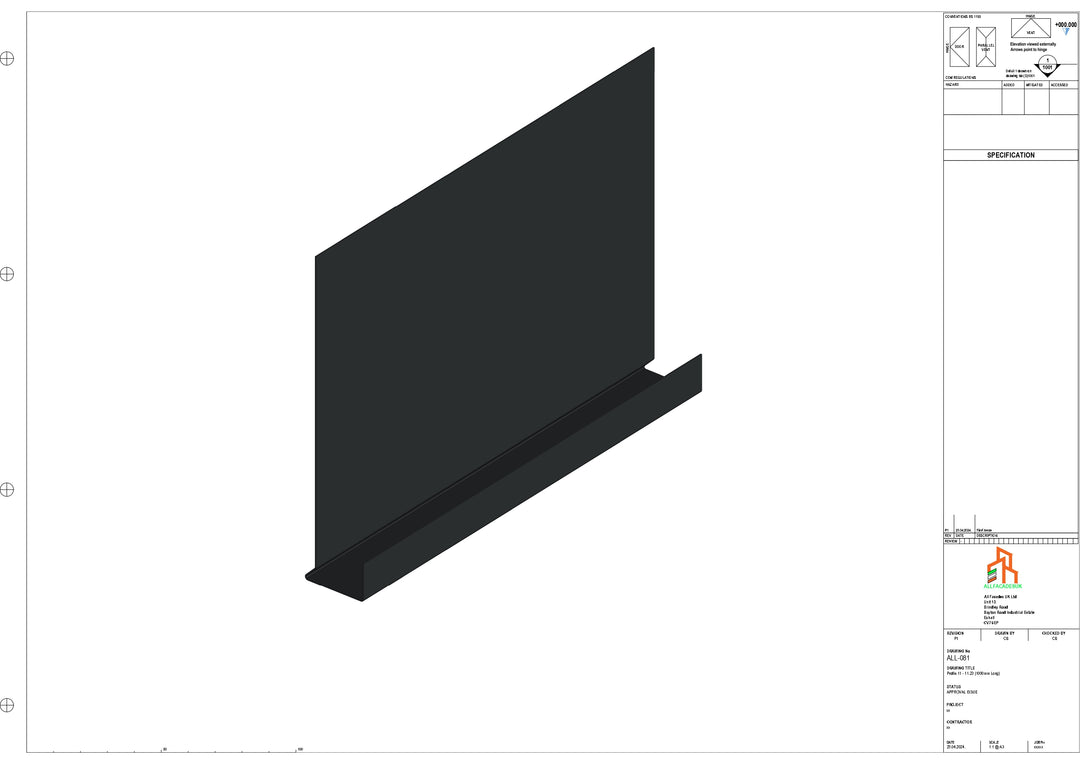 Aluminium Fascia Board - Type 11 - Straight 3000mm Length