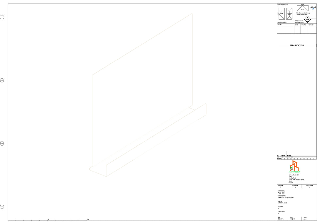 Aluminium Fascia Board - Type 11 - Straight 1000mm Length