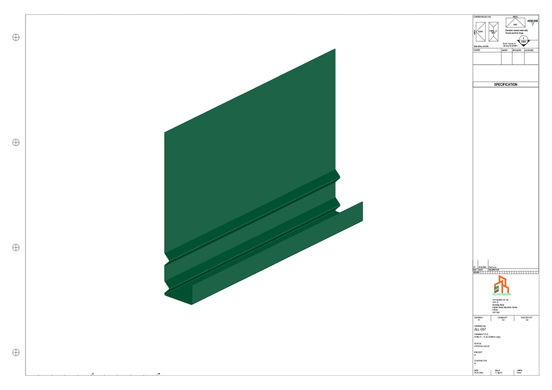Aluminium Fascia Board - Type 13 - Straight 1000mm Length