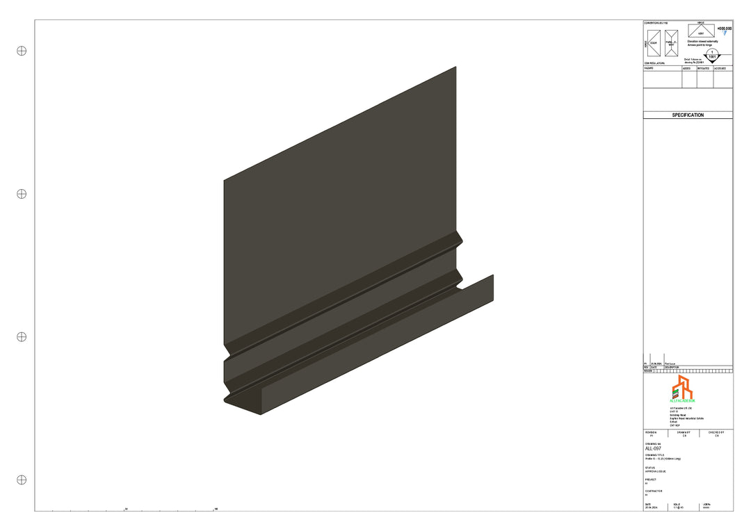 Aluminium Fascia Board - Type 13 - Straight 3000mm Length
