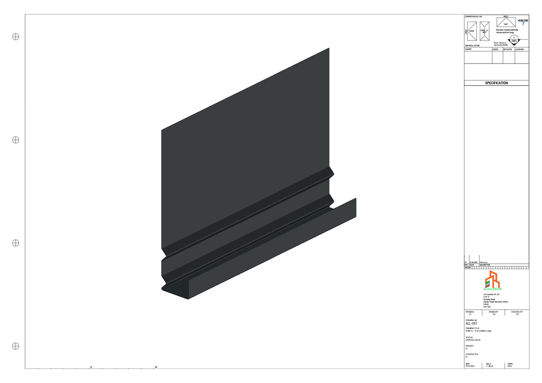 Aluminium Fascia Board - Type 13 - Straight 1000mm Length