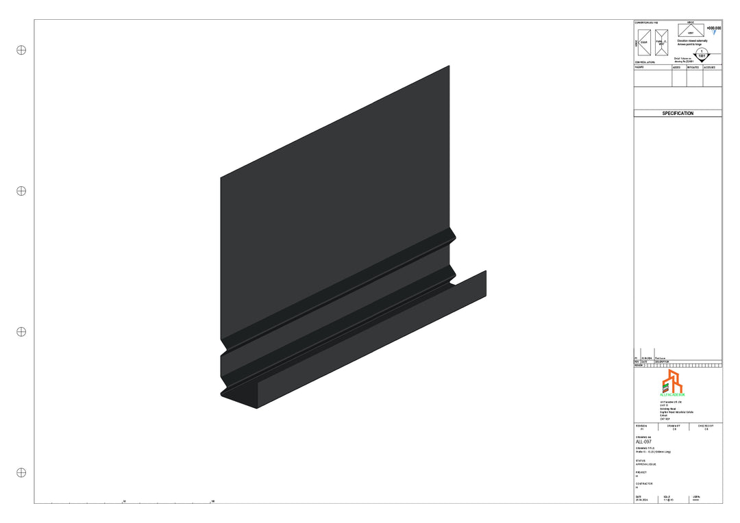 Aluminium Fascia Board - Type 13 - Straight 3000mm Length