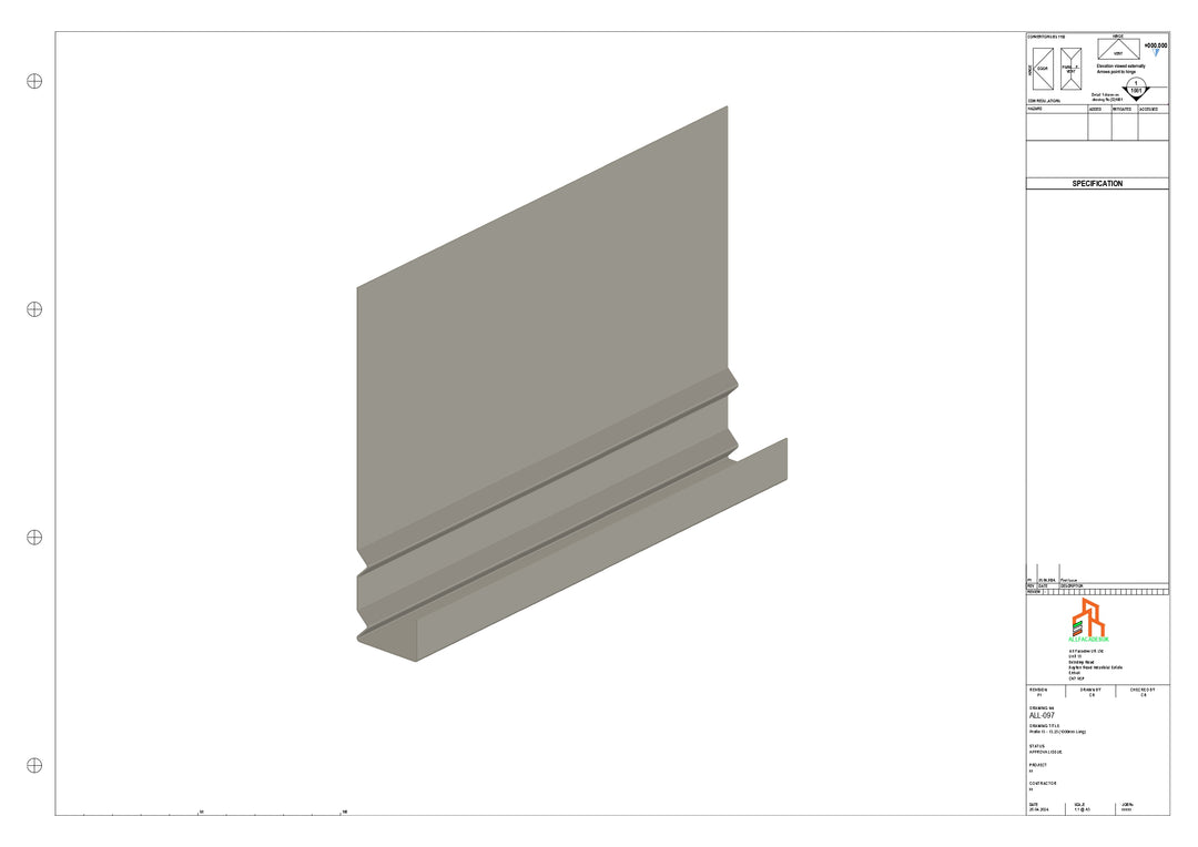 Aluminium Fascia Board - Type 13 - Straight 1000mm Length
