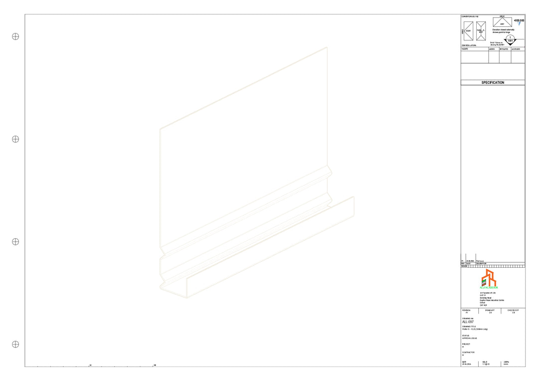 Aluminium Fascia Board - Type 13 - Straight 1000mm Length