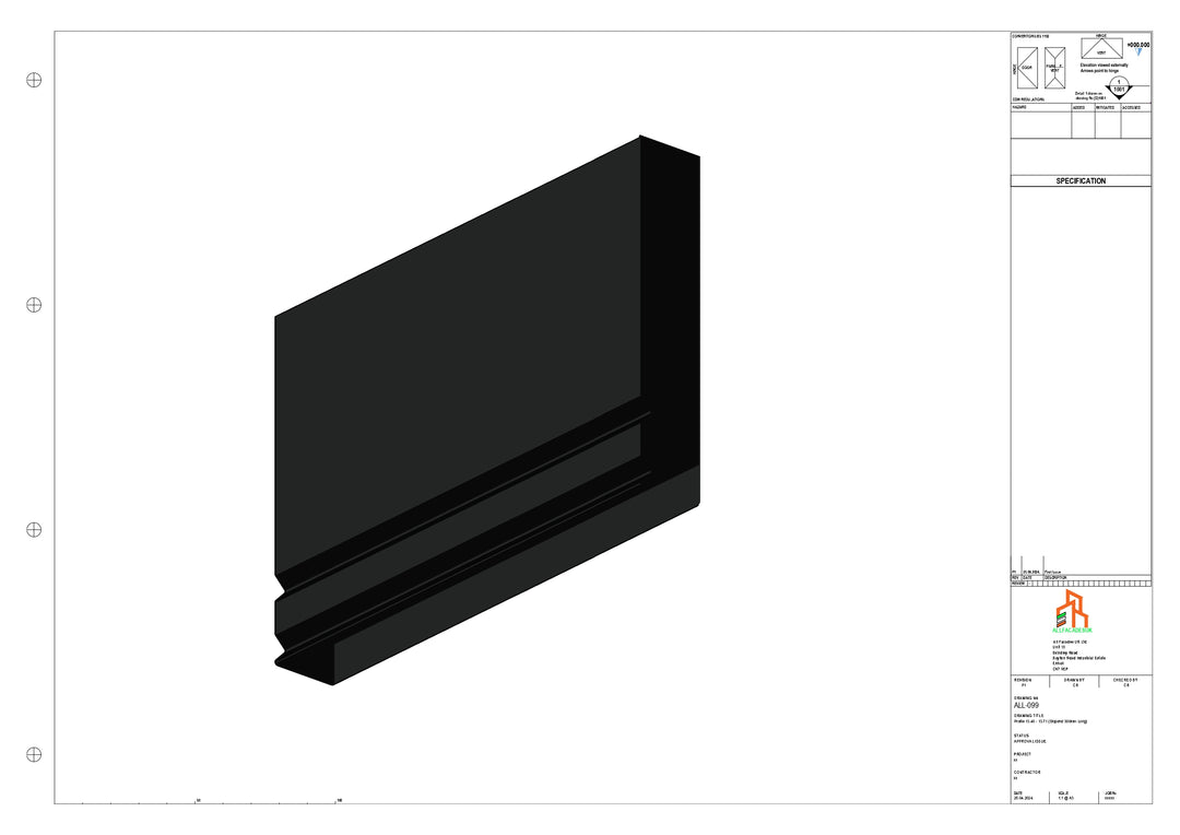 Aluminium Fascia Board Stopend - Type 13 - 300mm - Right Side