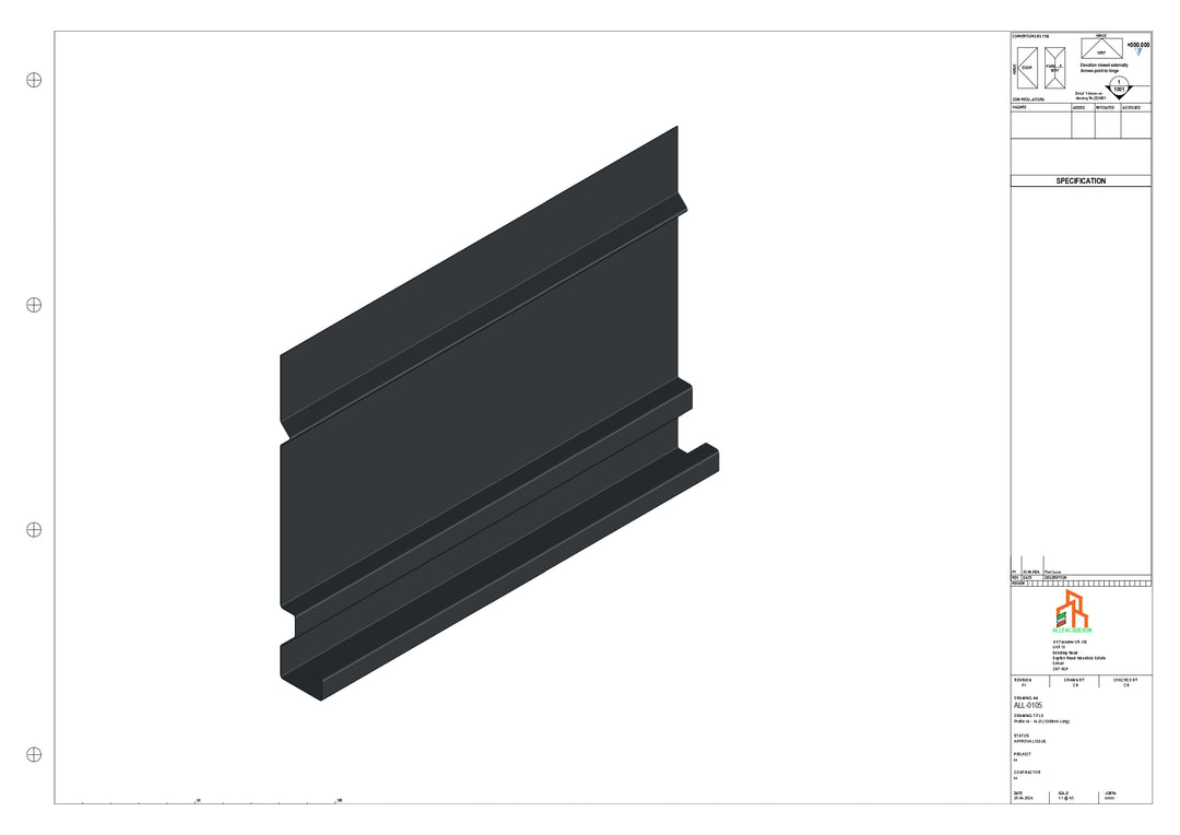 Aluminium Fascia Board - Type 14 - Straight 3000mm Length