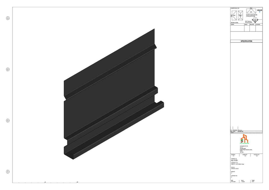 Aluminium Fascia Board - Type 14 - Straight 3000mm Length