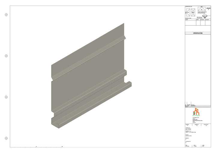 Aluminium Fascia Board - Type 14 - Straight 1000mm Length