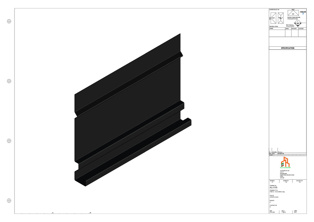 Aluminium Fascia Board - Type 14 - Straight 3000mm Length