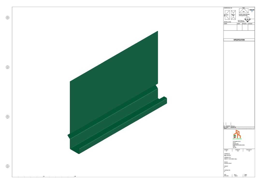 Aluminium Fascia Board - Type 15 - Straight 3000mm Length
