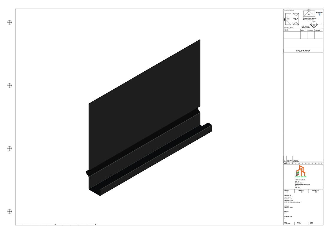 Aluminium Fascia Board - Type 15 - Straight 1000mm Length
