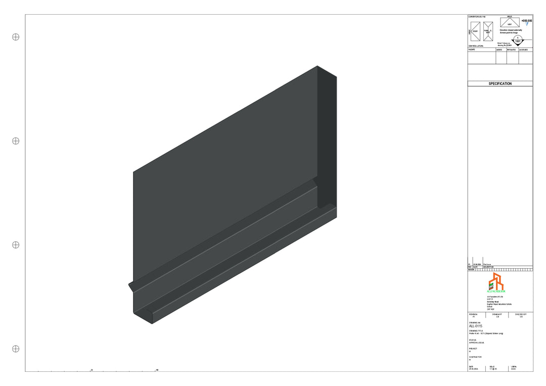 Aluminium Fascia Board Stopend - Type 15 - 300mm - Left Side