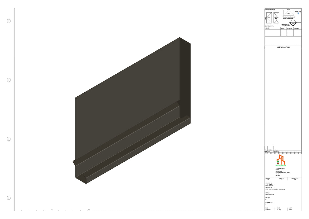 Aluminium Fascia Board Stopend - Type 15 - 300mm - Left Side