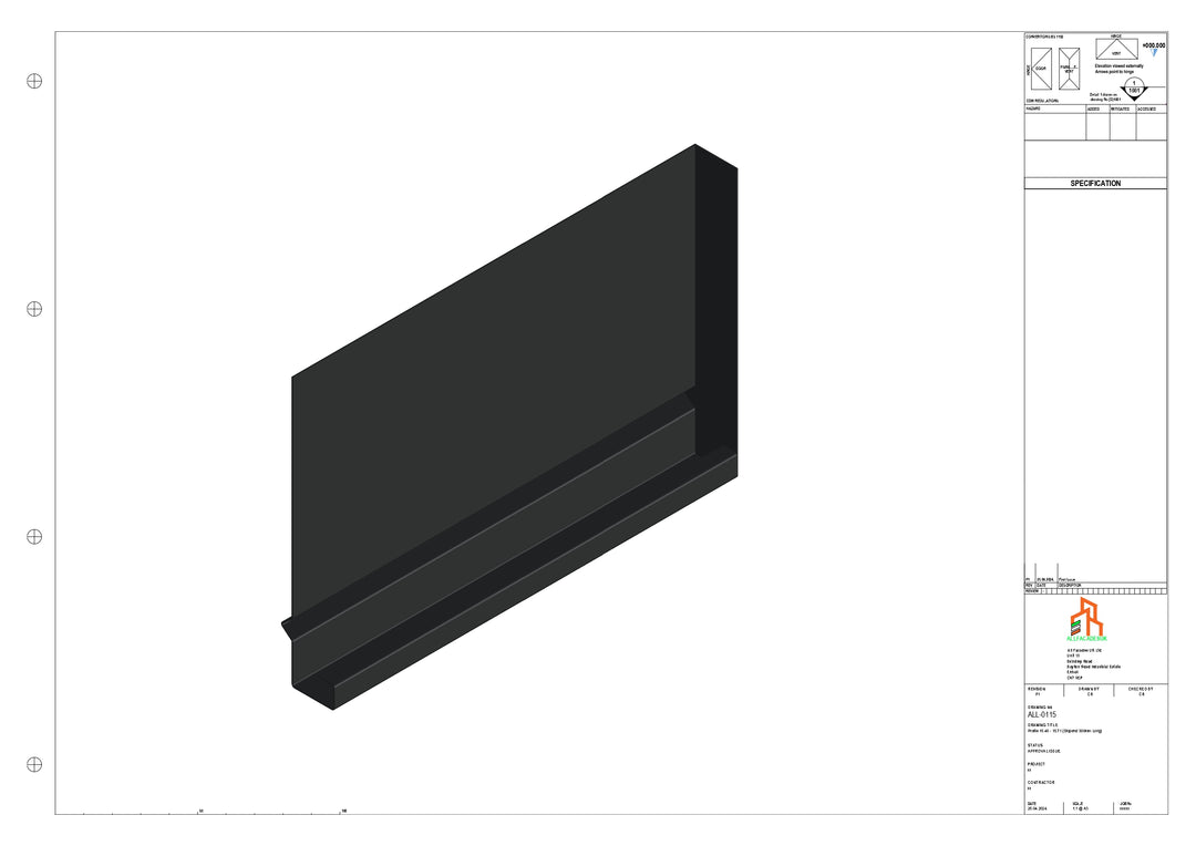 Aluminium Fascia Board Stopend - Type 15 - 300mm - Right Side