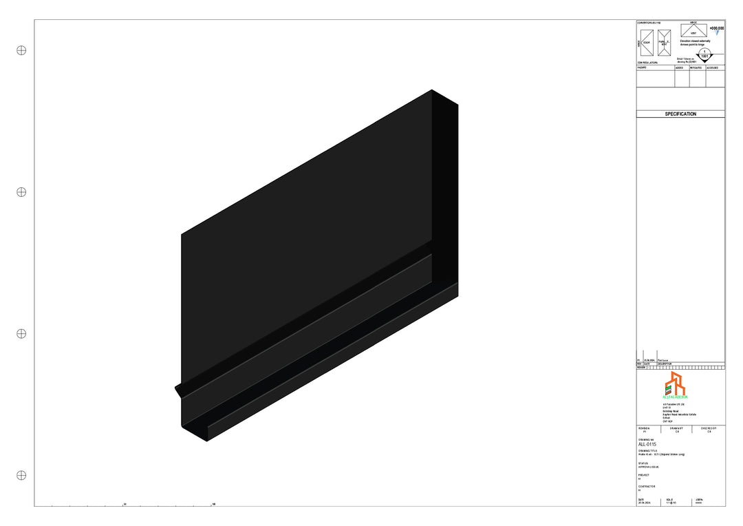 Aluminium Fascia Board Stopend - Type 15 - 300mm - Left Side