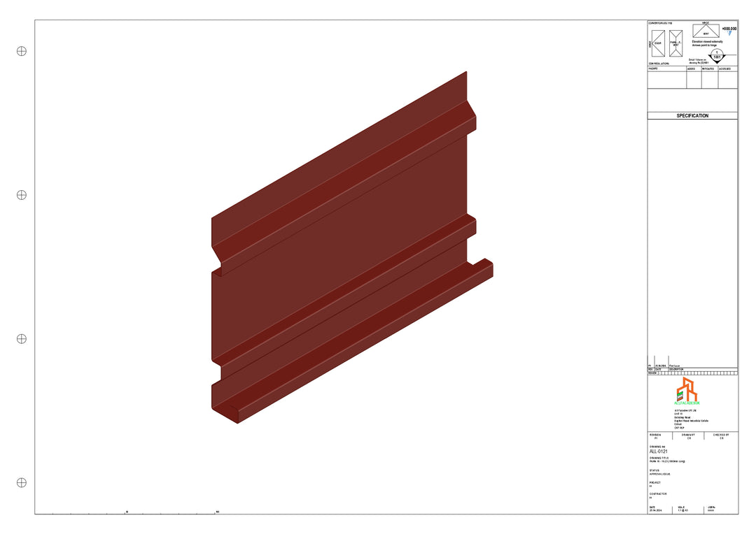 Aluminium Fascia Board - Type 16 - Straight 1000mm Length