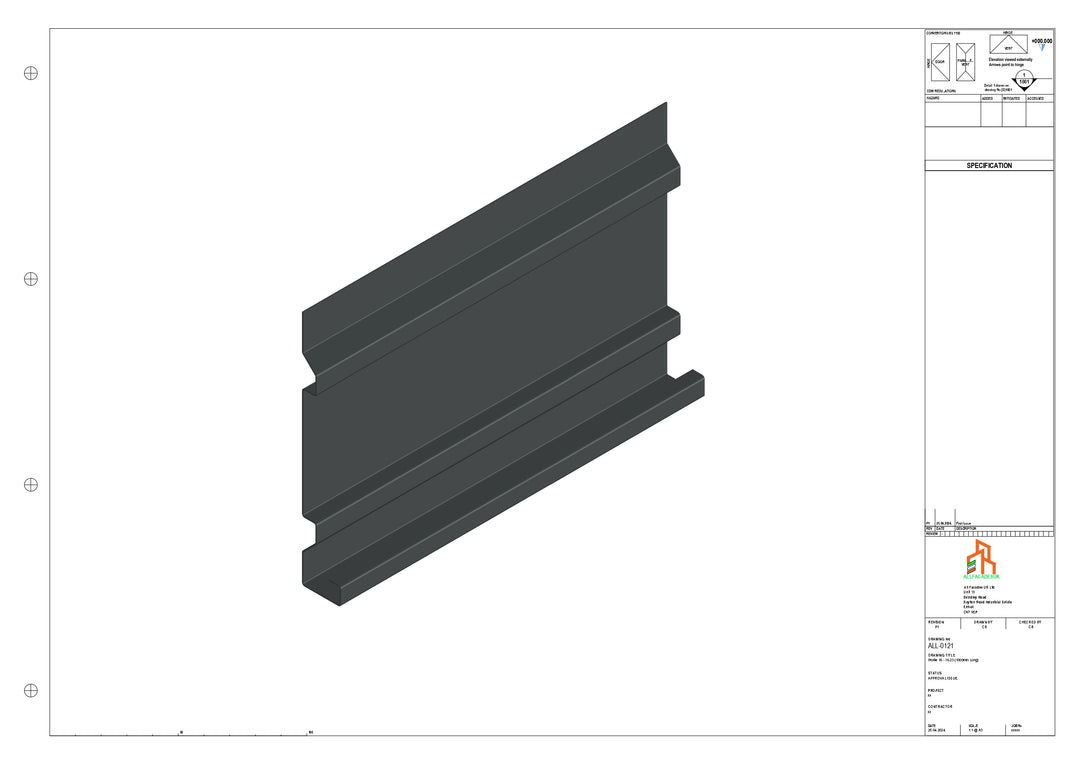Aluminium Fascia Board - Type 16 - Straight 1000mm Length