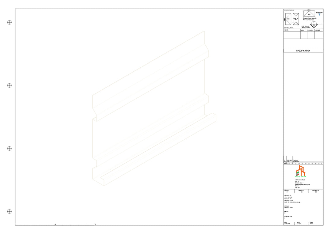 Aluminium Fascia Board - Type 16 - Straight 1000mm Length