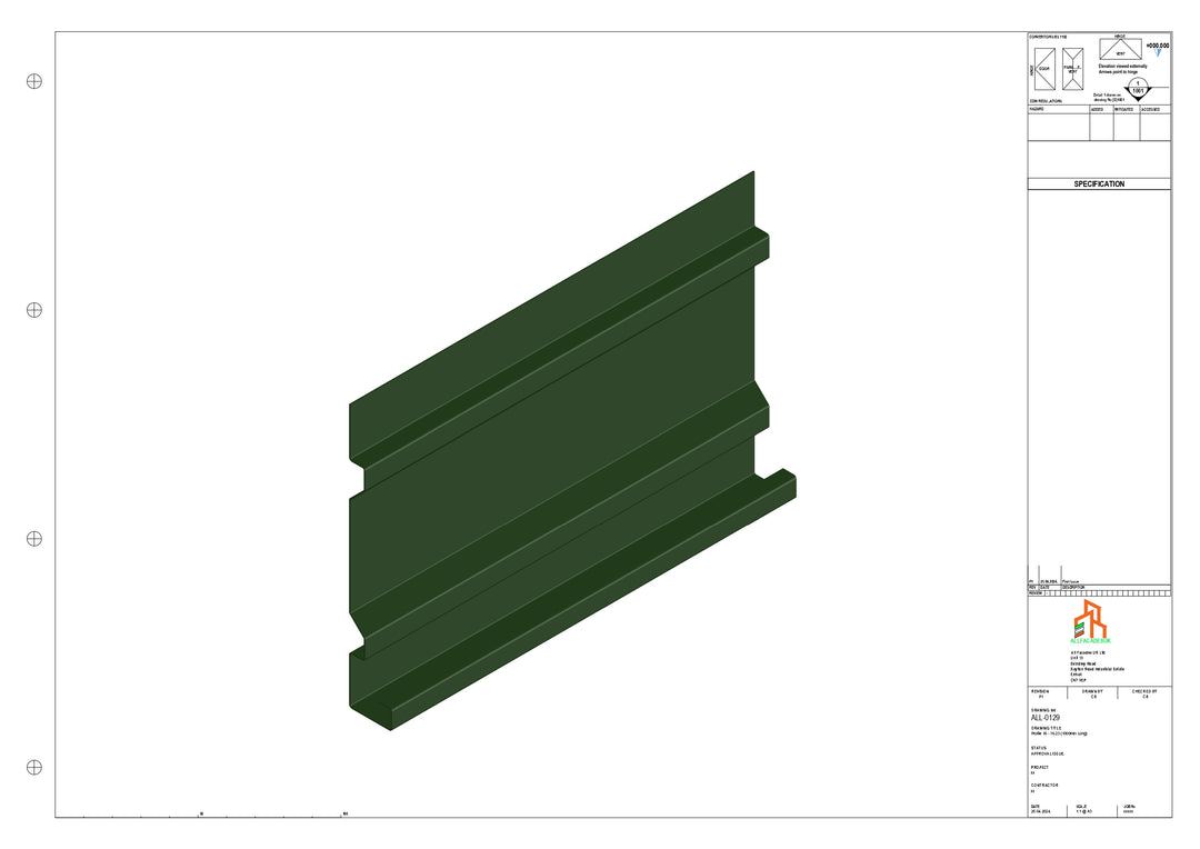 Aluminium Fascia Board - Type 17 - Straight 1000mm Length