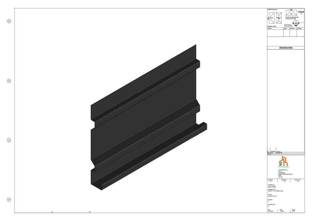 Aluminium Fascia Board - Type 17 - Straight 1000mm Length