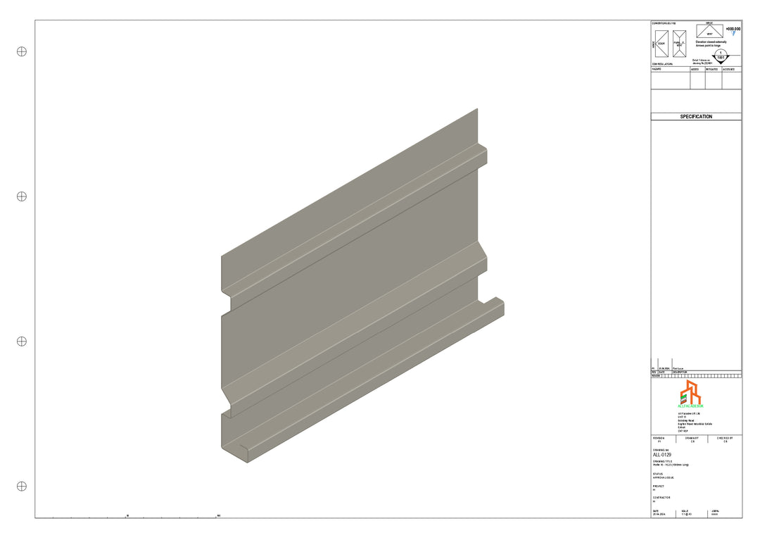 Aluminium Fascia Board - Type 17 - Straight 1000mm Length