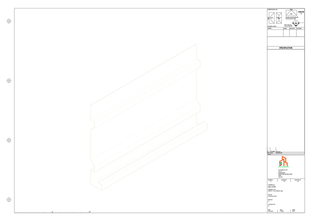 Aluminium Fascia Board - Type 17 - Straight 1000mm Length