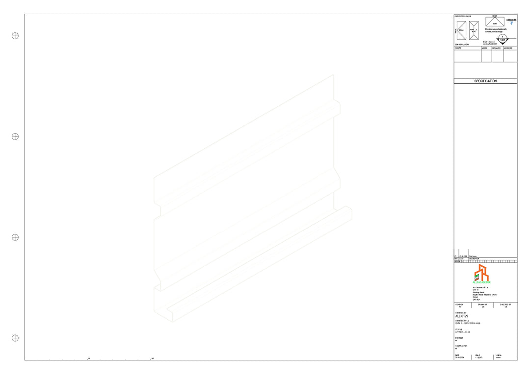 Aluminium Fascia Board - Type 17 - Straight 3000mm Length