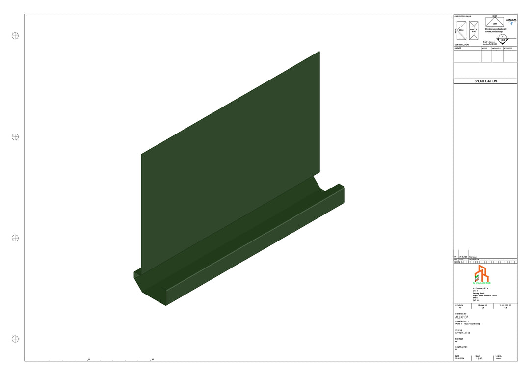 Aluminium Fascia Board - Type 18 - Straight 1000mm Length