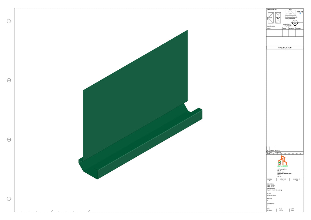 Aluminium Fascia Board - Type 18 - Straight 1000mm Length