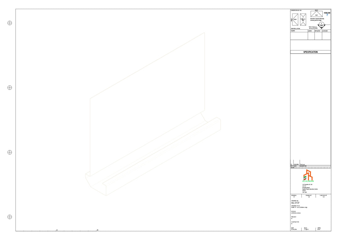Aluminium Fascia Board - Type 18 - Straight 1000mm Length