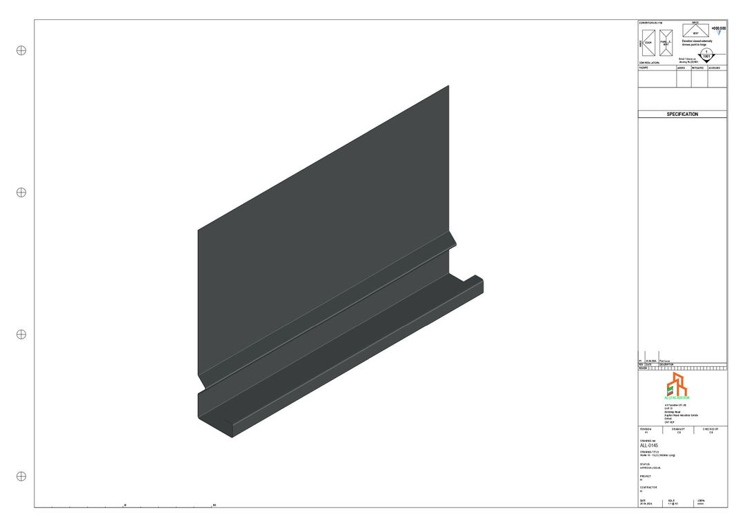 Aluminium Fascia Board - Type 19 - Straight 3000mm Length