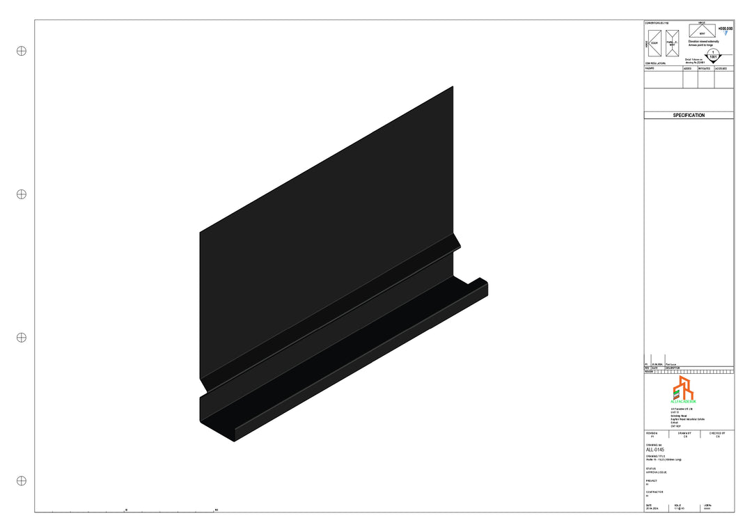 Aluminium Fascia Board - Type 19 - Straight 1000mm Length