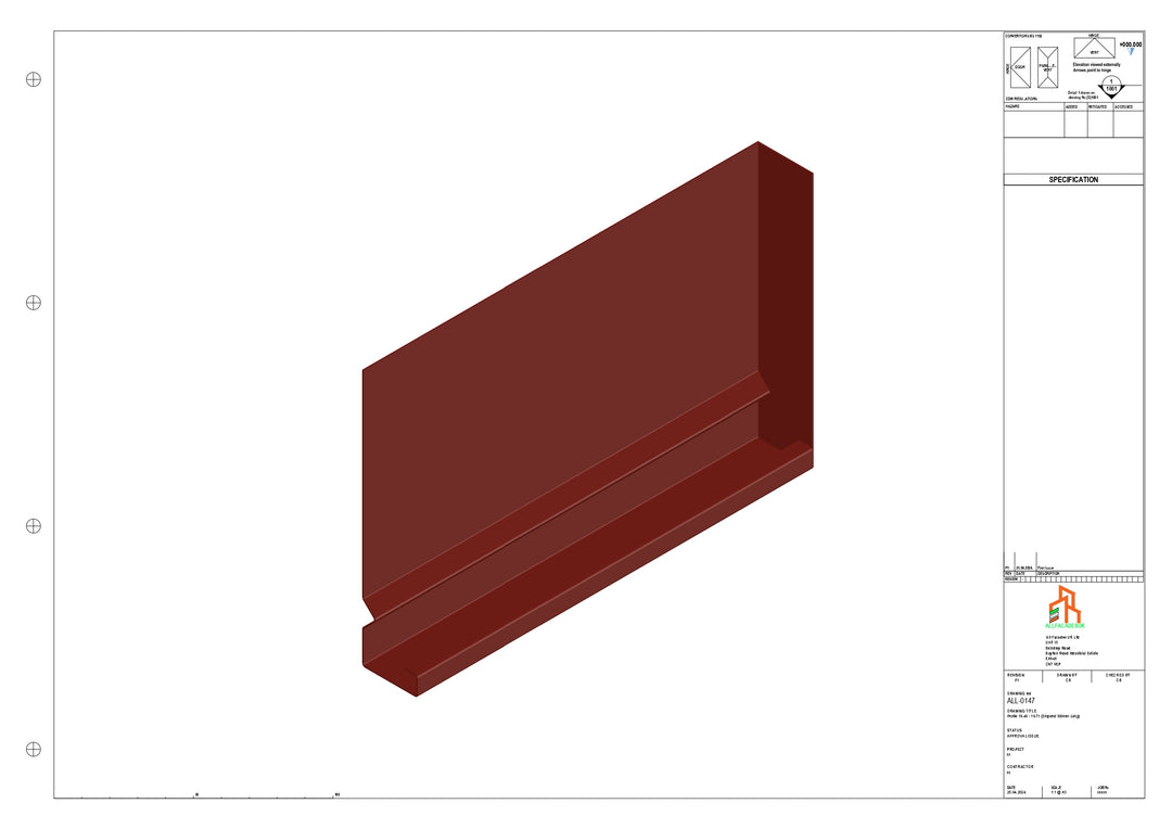 Aluminium Fascia Board Stopend - Type 19 - 300mm - right Side
