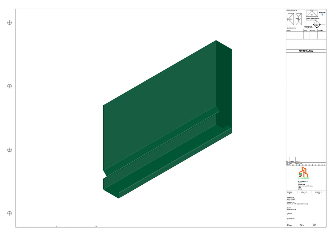 Aluminium Fascia Board Stopend - Type 19 - 300mm - right Side