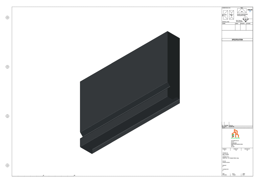 Aluminium Fascia Board Stopend - Type 19 - 300mm - right Side