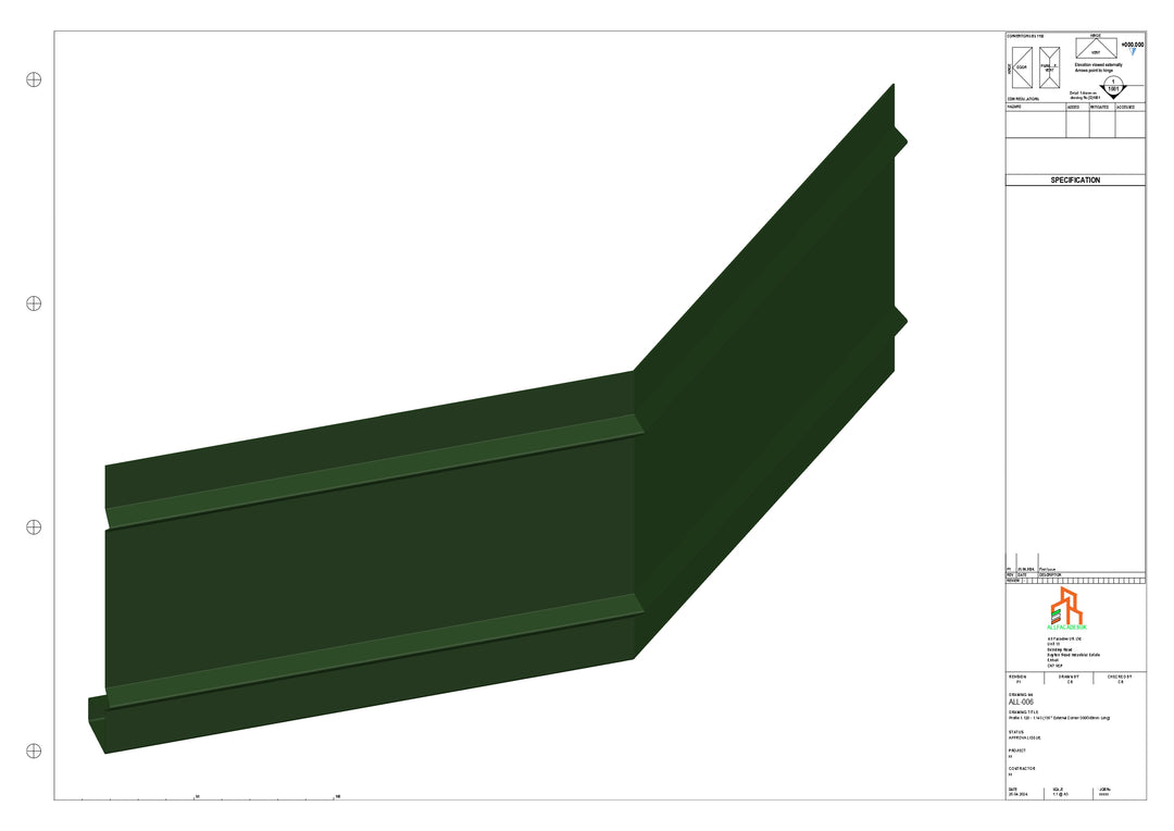 Aluminium Fascia Board 135 Ext Corner 300x300mm