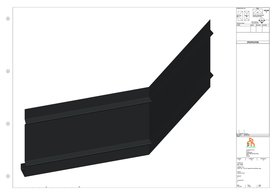 Aluminium Fascia Board 135 Ext Corner 300x300mm