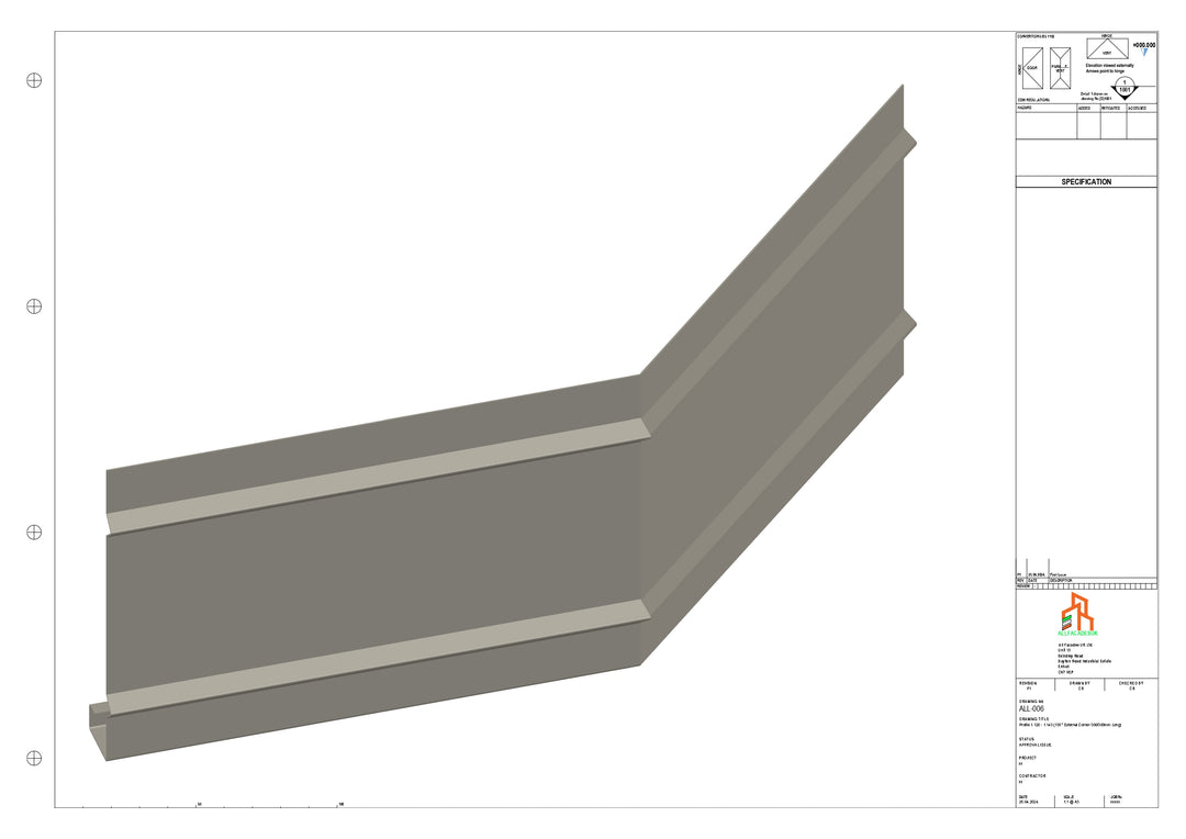 Aluminium Fascia Board 135 Ext Corner 300x300mm